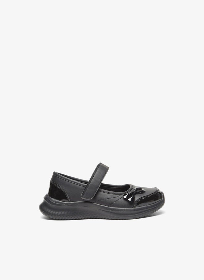 Dash Bow Accent Mary Jane School Shoes with Hook and Loop Closure - Image 3