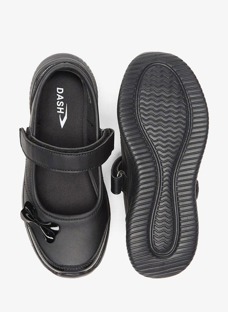 Dash Bow Accent Mary Jane School Shoes with Hook and Loop Closure - Image 4