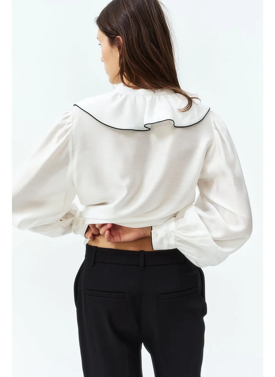 H&M Flounce-Trimmed Blouse