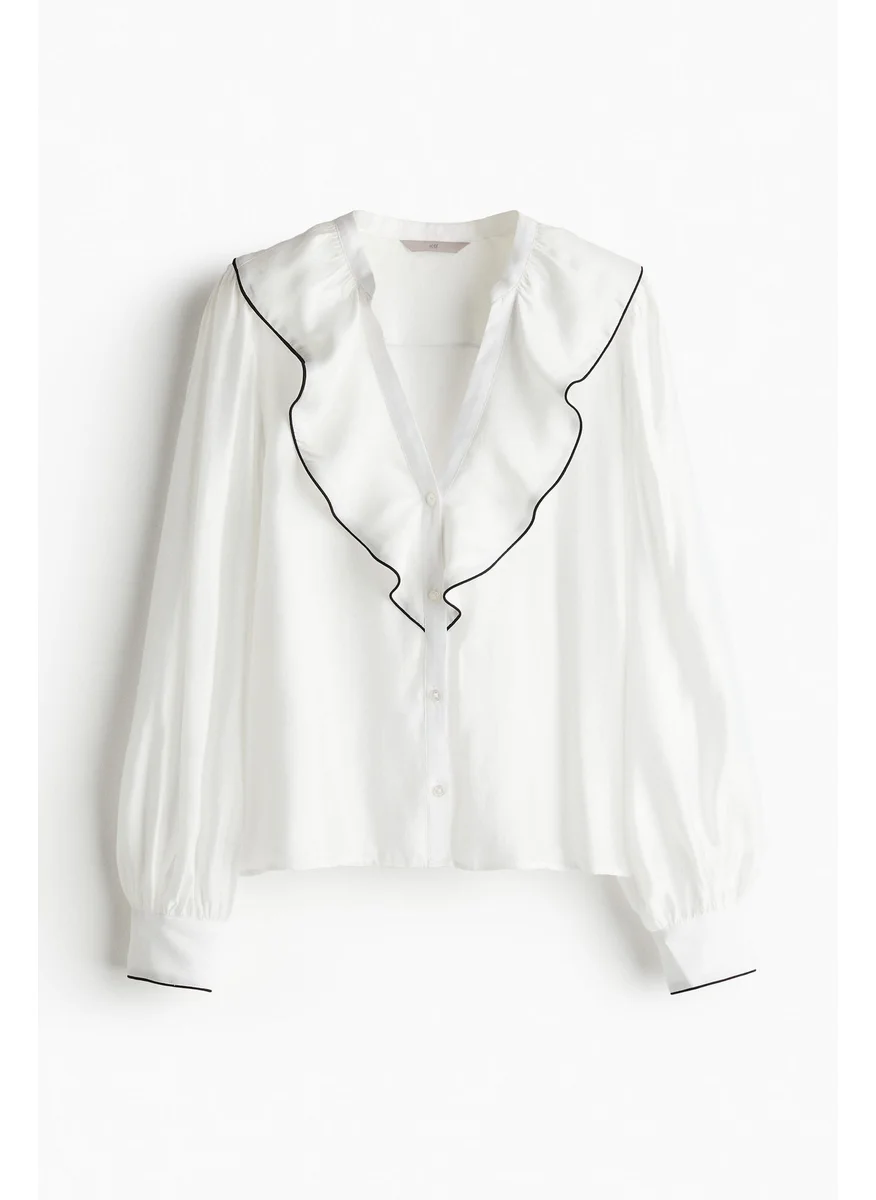 H&M Flounce-Trimmed Blouse