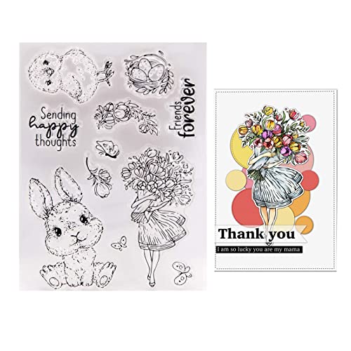 Arrietty Happy Easter Egg Bunny Chicken Flowers Butterfly Mother Day Clear Stamps for Card Making Decoration and DIY Scrapbooking Tools Rubber Stamps - Image 1