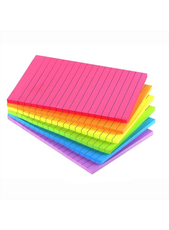 Vanpad Lined Sticky Notes 4X6 in Bright Ruled Post Stickies Colorful Super Sticking Power Memo Pads, 45 Sheets/pad, 6 Pads/Pack - Image 1