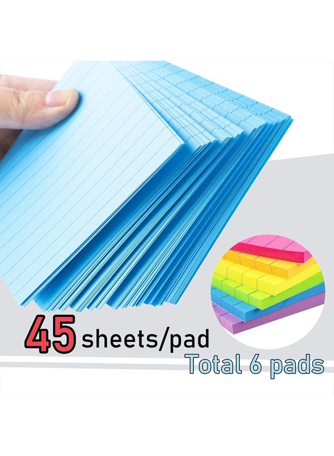 Vanpad Lined Sticky Notes 4X6 in Bright Ruled Post Stickies Colorful Super Sticking Power Memo Pads, 45 Sheets/pad, 6 Pads/Pack - Image 2
