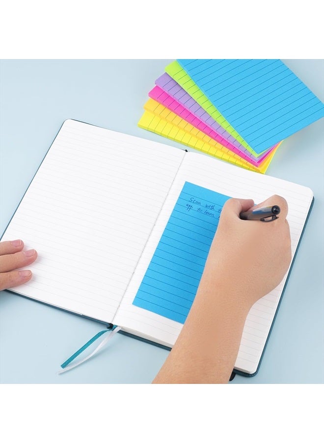 Vanpad Lined Sticky Notes 4X6 in Bright Ruled Post Stickies Colorful Super Sticking Power Memo Pads, 45 Sheets/pad, 6 Pads/Pack - Image 5