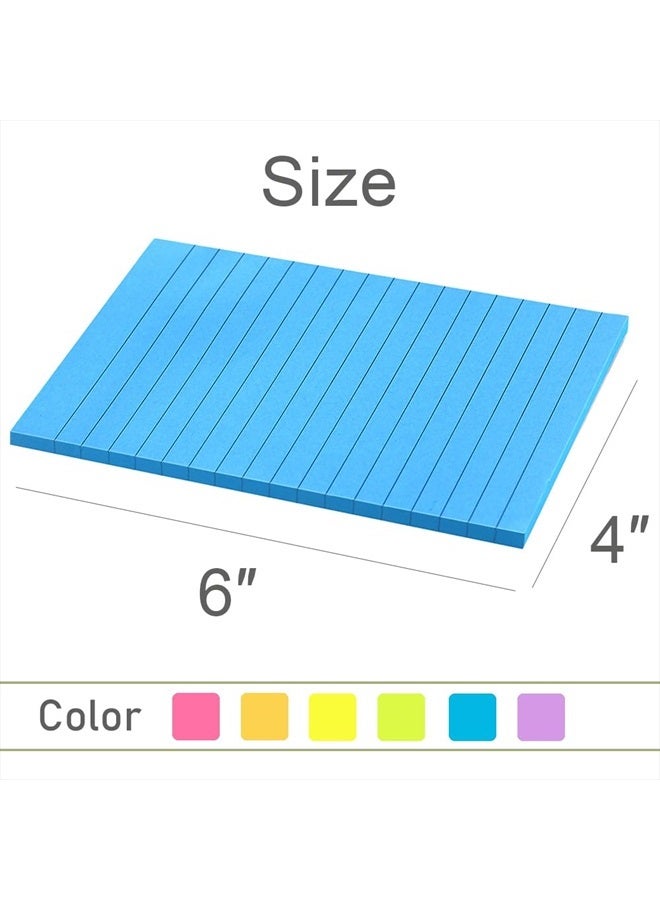 Vanpad Lined Sticky Notes 4X6 in Bright Ruled Post Stickies Colorful Super Sticking Power Memo Pads, 45 Sheets/pad, 6 Pads/Pack - Image 3