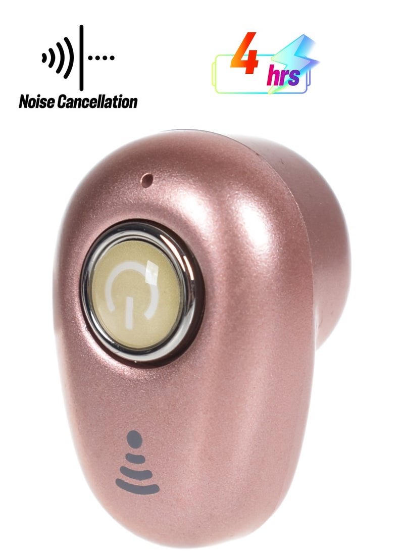 AROAQ Single Wireless Earphone, Noise Cancelling Mini Bluetooth Headset, Ergonomic Design TWS Earbud With Microphone, High Quality Stereo Sound Earbud For Music, (Single Piece, Pink) - Image 1