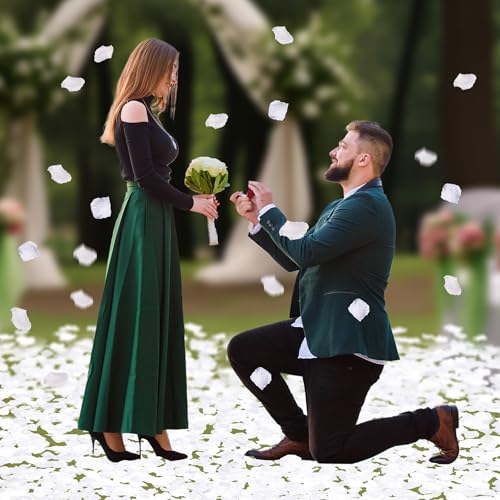 BESKIT 3000 PCS White Artificial Silk Rose Petals for Romantic Night, Wedding, Party, Anniversary Flower Decorations - Image 5