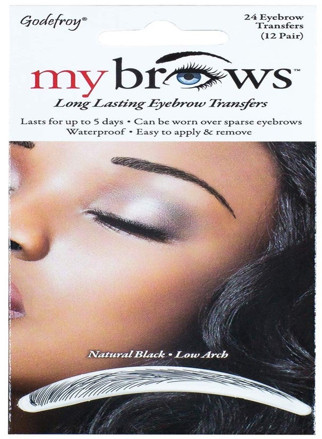 Godefroy MyBrows Long Lasting Eyebrow Transfers, Low Arch, Natural Black, 12-Pairs of Brows - Image 2