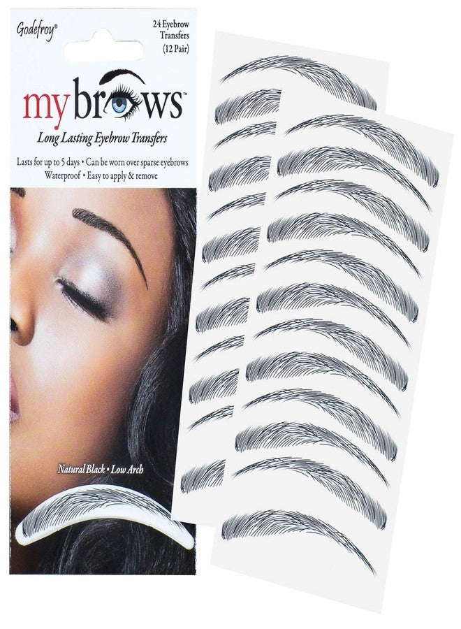 Godefroy MyBrows Long Lasting Eyebrow Transfers, Low Arch, Natural Black, 12-Pairs of Brows - Image 1