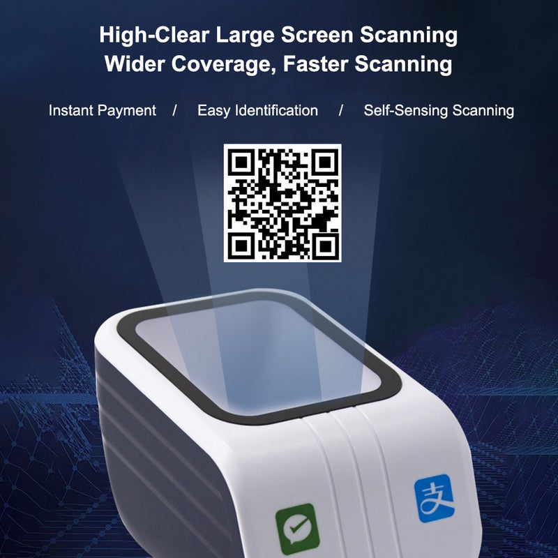 QR Desktop Barcode Scanner Auto-Sensor Big Window Bar Code Reader Mobile Payment Code Scanning Box for Supermarket Retail Store Restaurant - Image 5