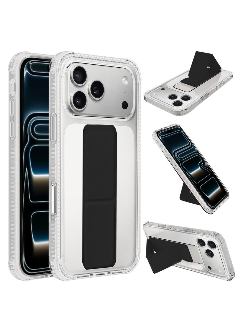 CATANES 2 Packs Finger Grip Clear Case Cover for iPhone 17 Pro Max - Kickstand Car Magnetic Holder Multi-function Protective Two-in-one Case with 3D Screen Protector - Black - Image 2