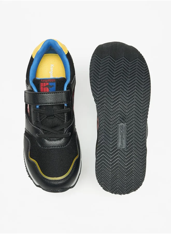كانغاروس Boys' Panelled Sports Shoes with Hook and Loop Closure