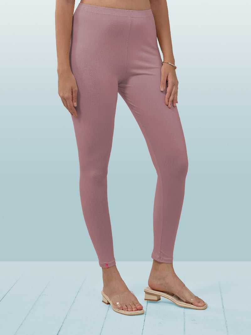 Lyra Women Solid Premium Cotton Ankle length Leggings | Mid-Waist | Fashionwear - Image 3