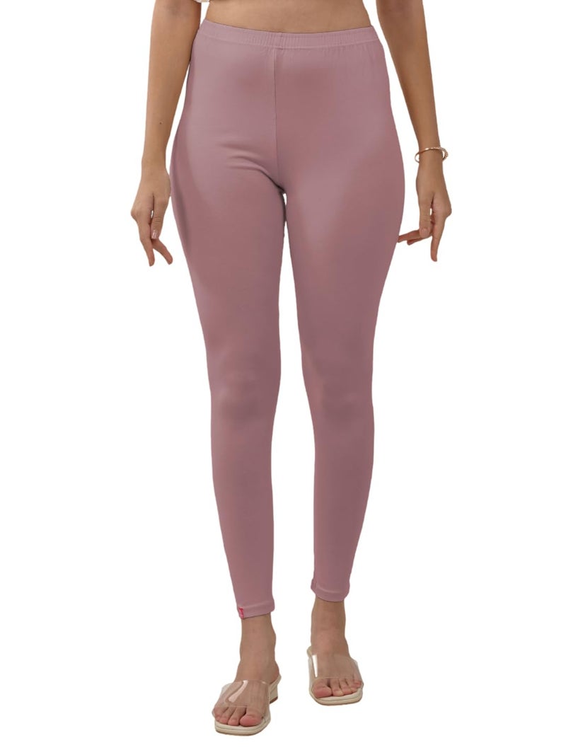 Lyra Women Solid Premium Cotton Ankle length Leggings | Mid-Waist | Fashionwear - Image 1