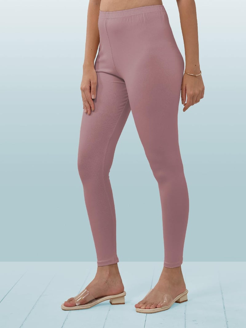 Lyra Women Solid Premium Cotton Ankle length Leggings | Mid-Waist | Fashionwear - Image 4