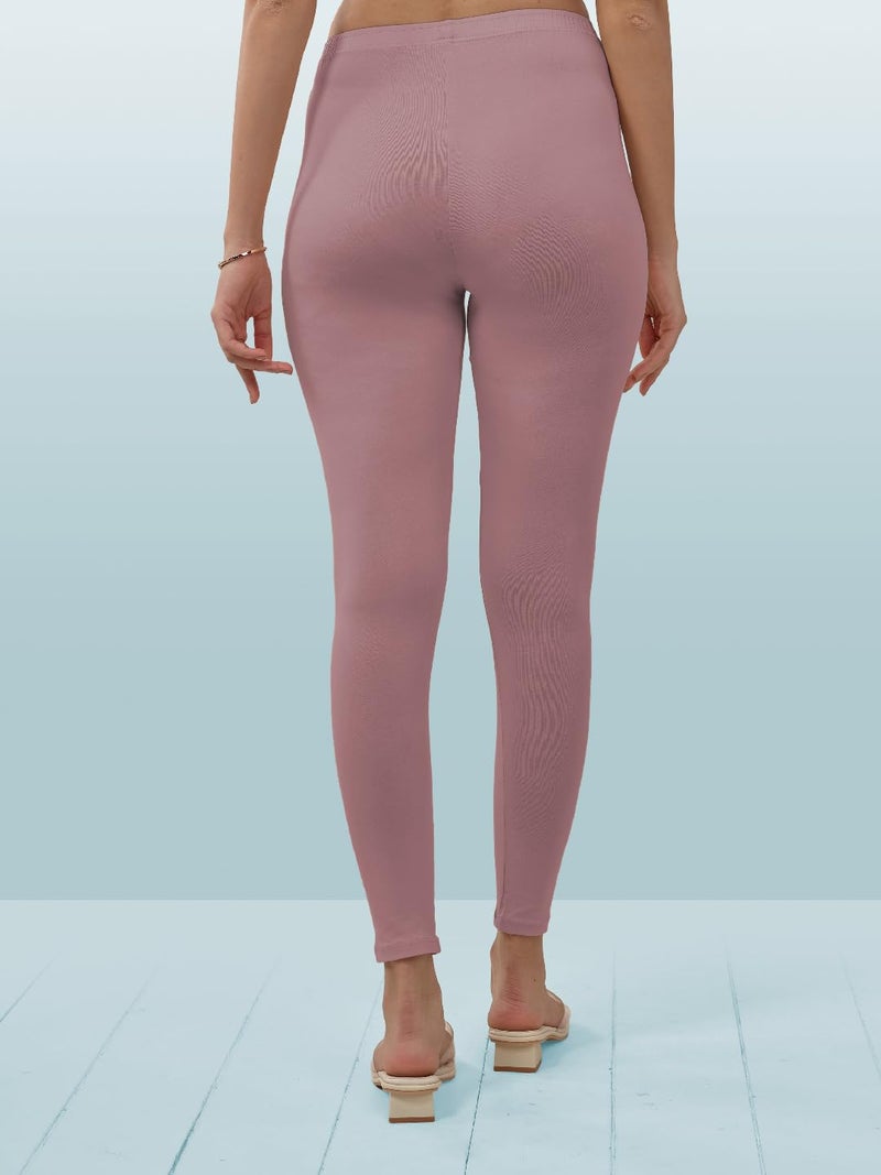 Lyra Women Solid Premium Cotton Ankle length Leggings | Mid-Waist | Fashionwear - Image 2
