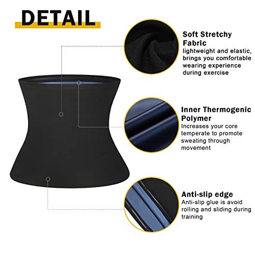 BXVX Sweat Waist Trimmer Trainer Belt Wrap Belly Sweat Band Sauna Slimming Belt for Women Lower Belly Fat Plus Size Deep Blue - Image 5