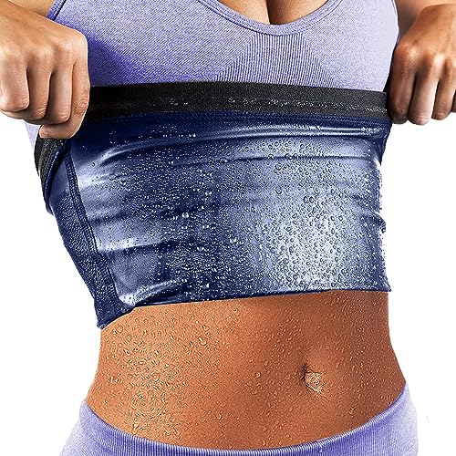 BXVX Sweat Waist Trimmer Trainer Belt Wrap Belly Sweat Band Sauna Slimming Belt for Women Lower Belly Fat Plus Size Deep Blue - Image 1