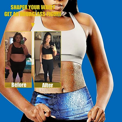 BXVX Sweat Waist Trimmer Trainer Belt Wrap Belly Sweat Band Sauna Slimming Belt for Women Lower Belly Fat Plus Size Deep Blue - Image 3