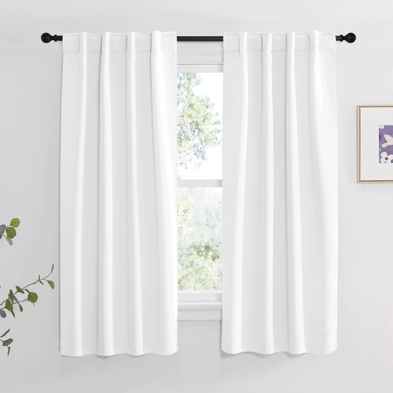 NICETOWN NICETOWM Window Treatment Curtain Panels - (White Color) W34 x L45  2 Pieces  Semi Blackout Window Treatment Drape Panel for Kids Bedroom - Image 1