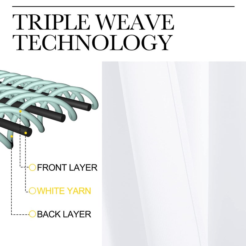 NICETOWN NICETOWM Window Treatment Curtain Panels - (White Color) W34 x L45  2 Pieces  Semi Blackout Window Treatment Drape Panel for Kids Bedroom - Image 4