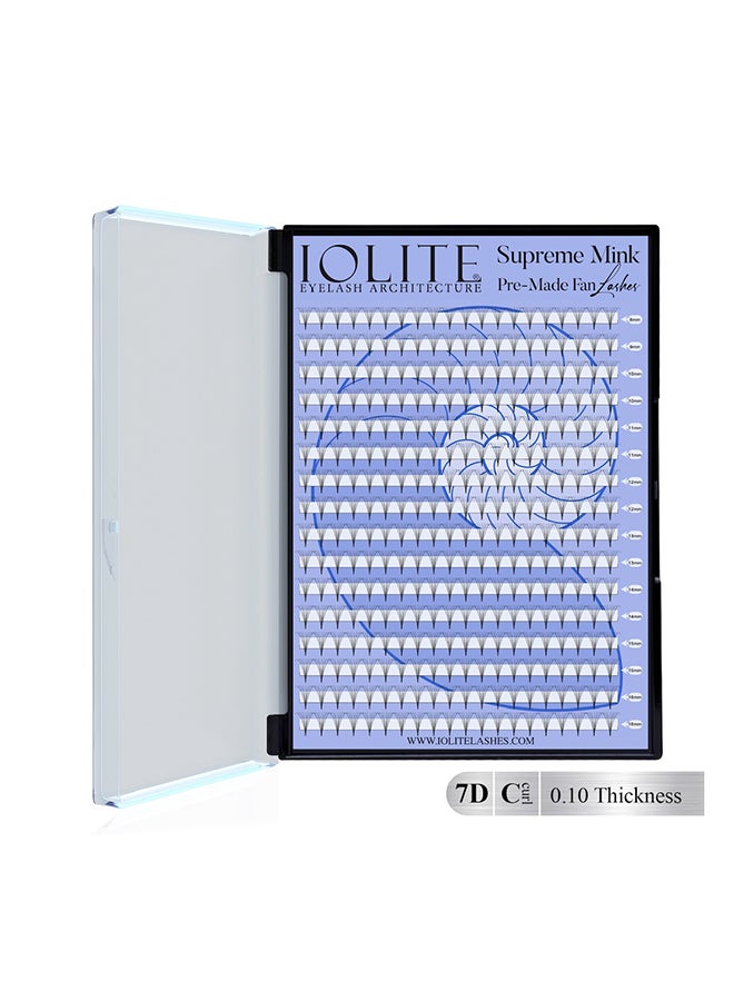 Iolite Eyelash Extensions -  7D Supreme Mink Pre-Made Fan Lash Extensions – C Curl, 0.10T Mix (8mm-16mm) | Fast Application | Premium Volume, Lightweight & Natural | Salon-Quality for Lash Artists ISMP7DC10T - 14MM - Image 1