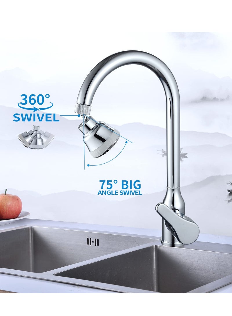 Faucet Aerator Faucet Sprayer Attachment, Kitchen Faucet Head Replacement with 4 Spray Modes, 360° Swivel Faucet Extender Anti-Splash Sink Sprayer Faucet Nozzle Head (Diamond, Silver) - Image 3