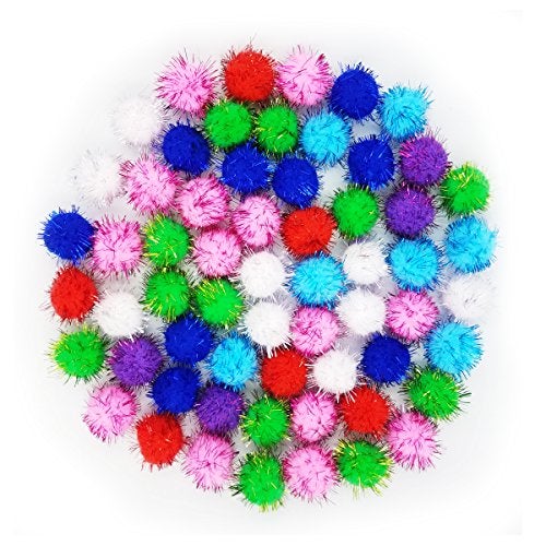 SamuRita Assorted Sparkle Glitter Pom Poms Balls for Arts Craft DIY Accessories(1.18 Inch,30mm- 100 Pack) - Image 3