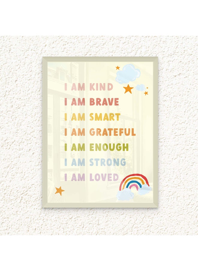 Art Decor - Art Decor Framed Fine Art of Kids Positive Affirmation Portrait Inspirational Quotes Print Wall Décor for Playroom Classroom Nursery Kid Bedroom Children Room Gifting - Image 1