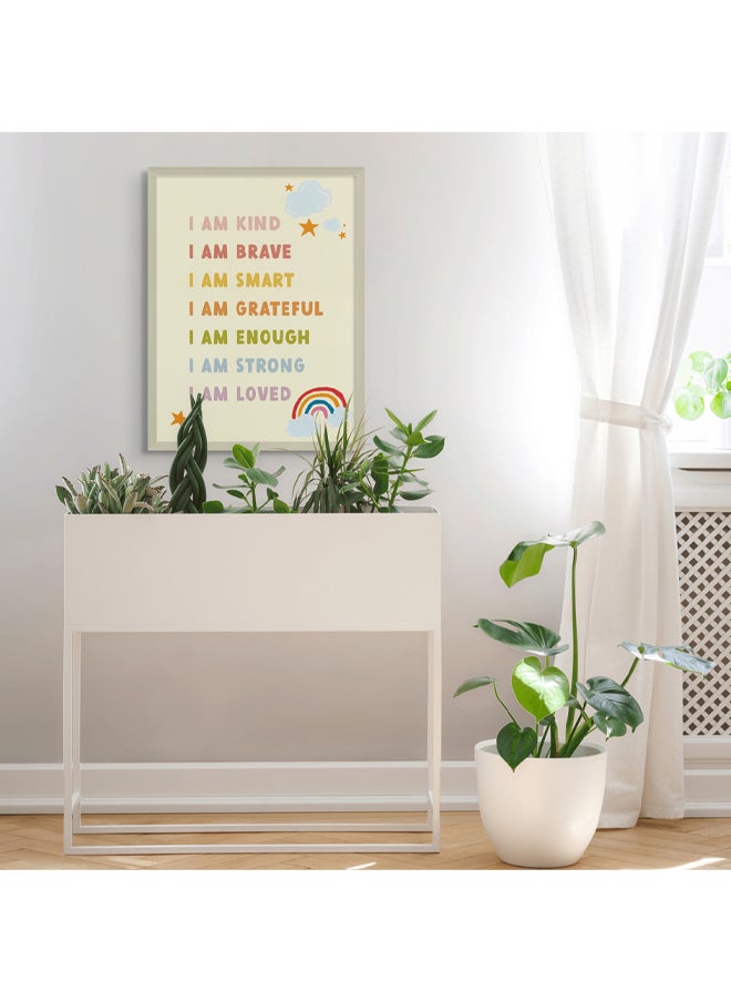 Art Decor - Art Decor Framed Fine Art of Kids Positive Affirmation Portrait Inspirational Quotes Print Wall Décor for Playroom Classroom Nursery Kid Bedroom Children Room Gifting - Image 1