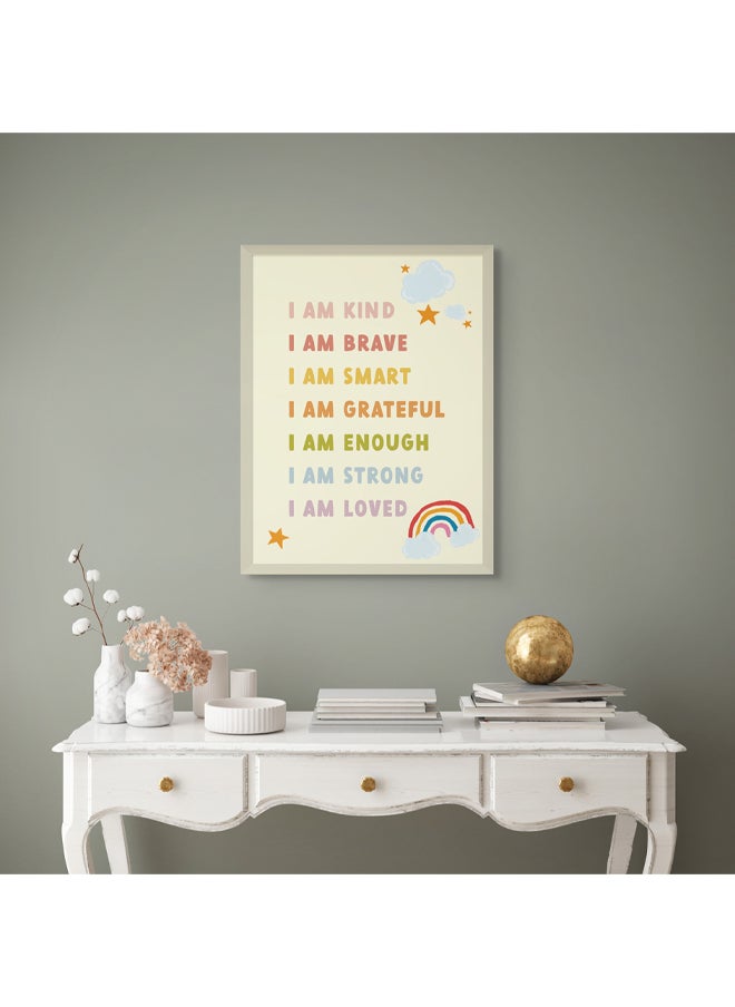 Art Decor - Art Decor Framed Fine Art of Kids Positive Affirmation Portrait Inspirational Quotes Print Wall Décor for Playroom Classroom Nursery Kid Bedroom Children Room Gifting - Image 1