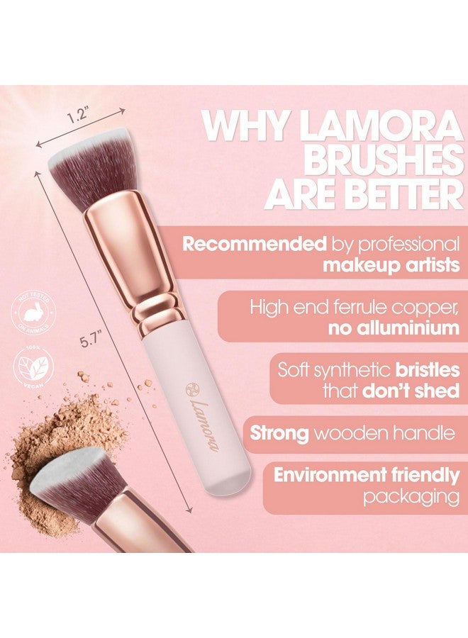 Lamora Foundation Brush For Liquid Makeup - Kabuki Face Brush For Cream, Powder, Blush, And Concealer - Flat Top Blending, Buffing, Stippling Brush - Image 2