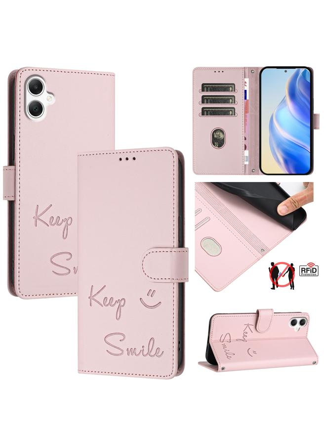The Bros Case For Samsung Galaxy A06 4G Smile Embossing RFID Leather Phone Case