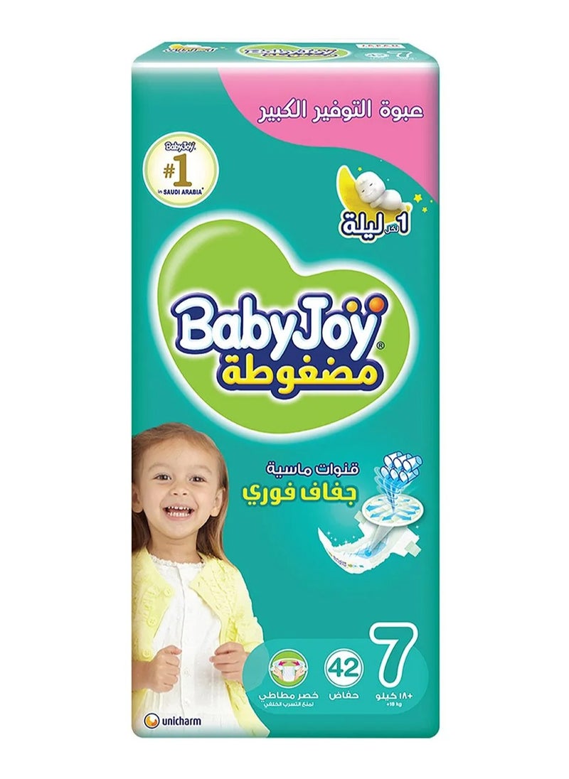 Baby Joy BabyJoy Compressed Diamond Pad Tape Style Diapers, 42 Pieces, Size 7 Junior 3XL, 18+kg - Waist Stretch, Cotton Soft, 12Hrs Leak Protection 
