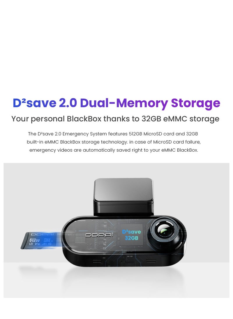 ddpai - DDPAI 4K Car Dash Cam Front and Rear 2160P+1080P Built-in 32G eMMC Voice Control ADAS 5G WiFi GPS G-Sensor with APP Control Night Vision 24 Hours Parking Monitor, Support 512GB TF Cards, N5 Dual - Image 1