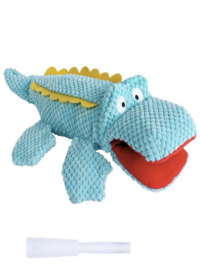 SCHITEC Squeaky Dog Toys, No Stuffing Plush Squeak Toy with Crinkle Paper for Small Medium Large Pets, Holds a Plastic Water Bottle (Blue Crocodile) - Image 1