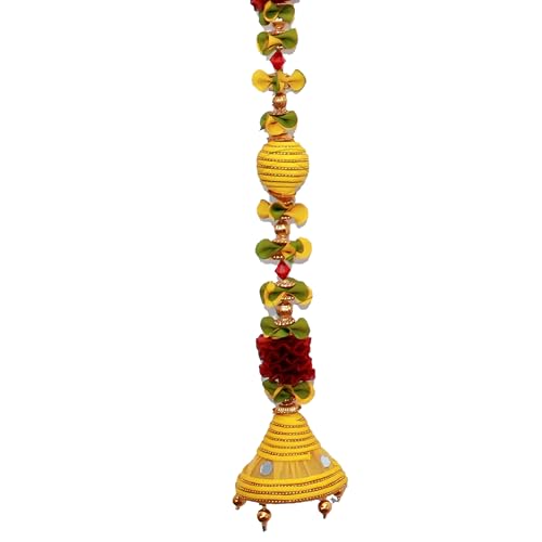 Daedal crafters Jumka Doorway Flower toran/Hanging Golden Yellow Toran for Main Door Entrance, Reusable Thoran for Mandir & Living Room Décor, Bandarwal for Festival Decoration (20x42 inch) - Image 5