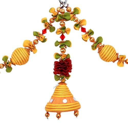 Daedal crafters Jumka Doorway Flower toran/Hanging Golden Yellow Toran for Main Door Entrance, Reusable Thoran for Mandir & Living Room Décor, Bandarwal for Festival Decoration (20x42 inch) - Image 4