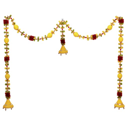 Daedal crafters Jumka Doorway Flower toran/Hanging Golden Yellow Toran for Main Door Entrance, Reusable Thoran for Mandir & Living Room Décor, Bandarwal for Festival Decoration (20x42 inch) - Image 2