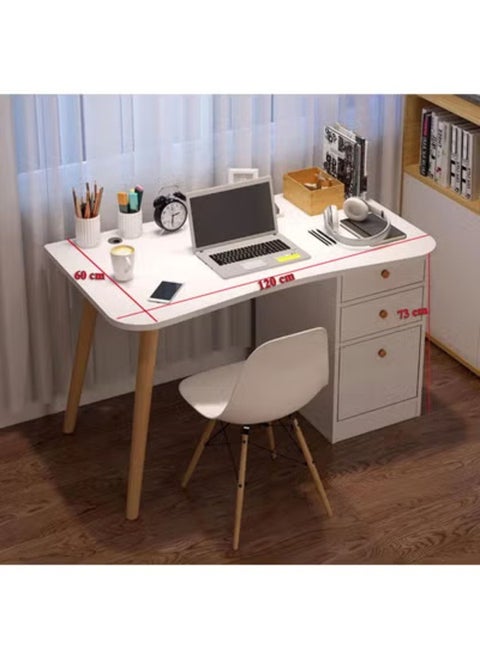 Modern Multi-Functional Home Desk for Computer, Gaming, Writing and Studying with Storage Drawers and Cabinet, White