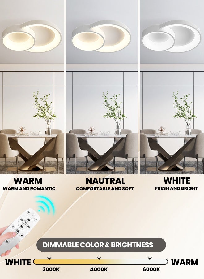 YATAI LIGHTING Modern LED Ceiling Light, 90cm, 34W, Remote Control LED Dimmable 3000K-6000K, White Flush Mount Lighting Fixture for Bedroom, Living Room, Library  - Image 3