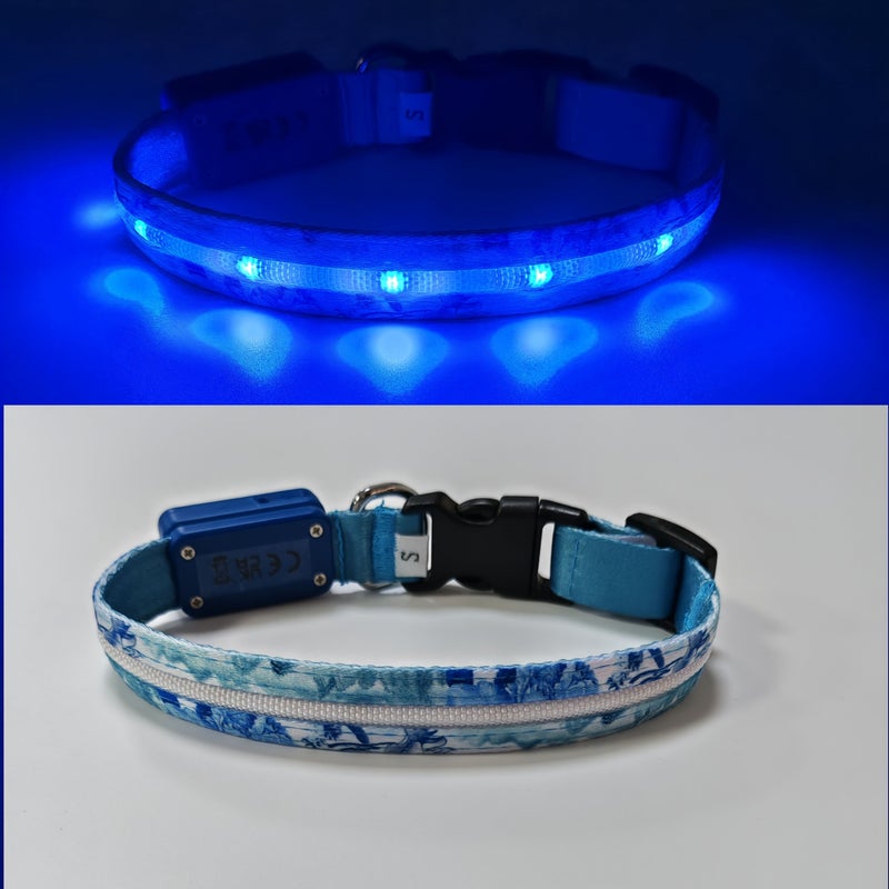 Green Brown Chinese Style LED Pet Luminous Collar USB Charging IPX7 - Image 4