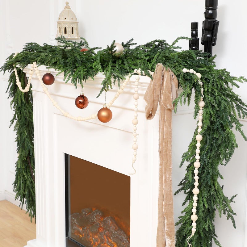 Jutom 12 Feet Christmas Deluxe Norfolk Pine Garlands Realistic Norfolk Pine Faux Greenery Garlands for Holiday Mantle Table Indoor Outdoor Wedding Christmas Decor1 Pcs