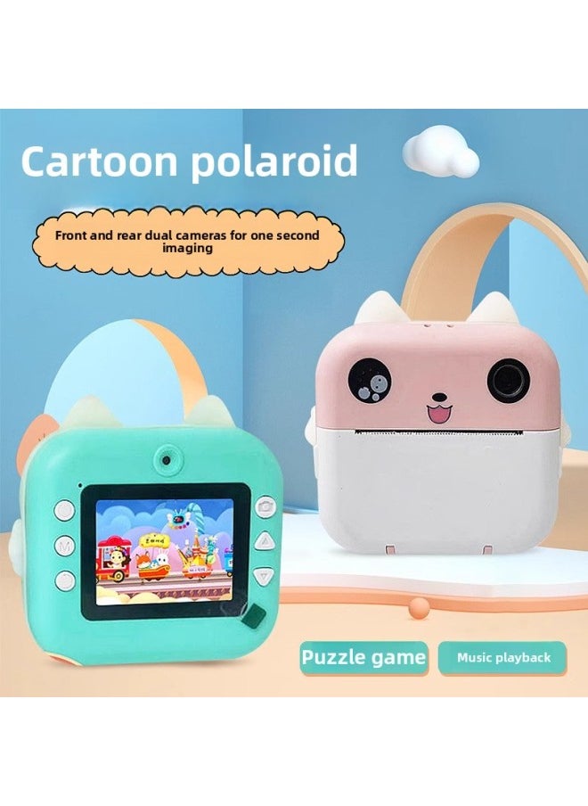 Generic Children HD Print Camera Mini Photo Camera Cartoon Photo Video Camera Holiday Gift Cross Border-Color:Y61 (hd) (pink Bear)  - Image 3