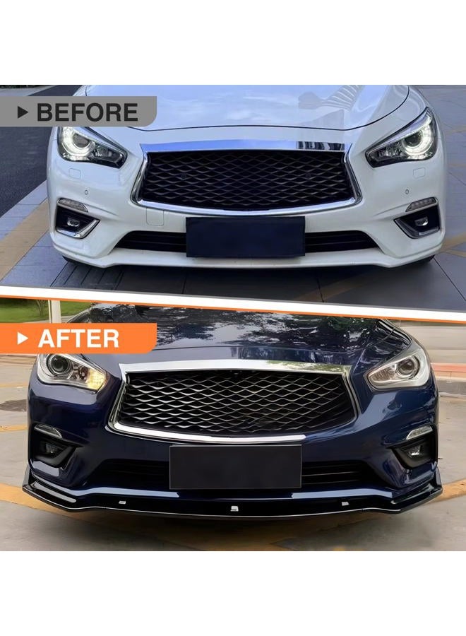 JTFF شفاط الصدام الأمامي متوافق مع إنفينيتي Q50 Q50L 2018-2025، حماية من الصدمات، أسود لامع - Image 4