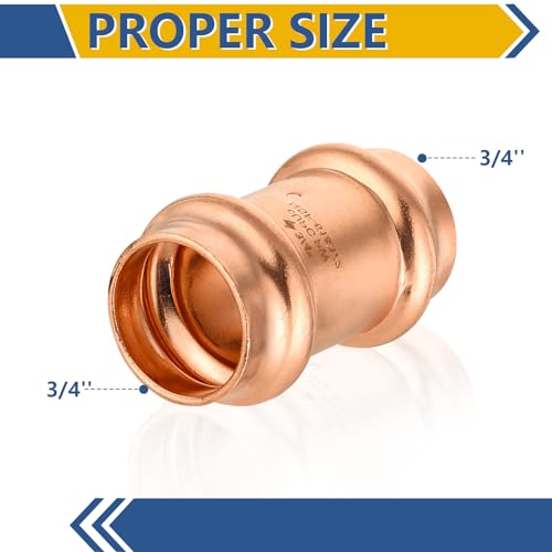 GUOFIS 10Pack GUOFIS Copper Press Coupling34 x 34 Coupler Fittings for Copper Tube Connection with StopPRESS002 - Image 3