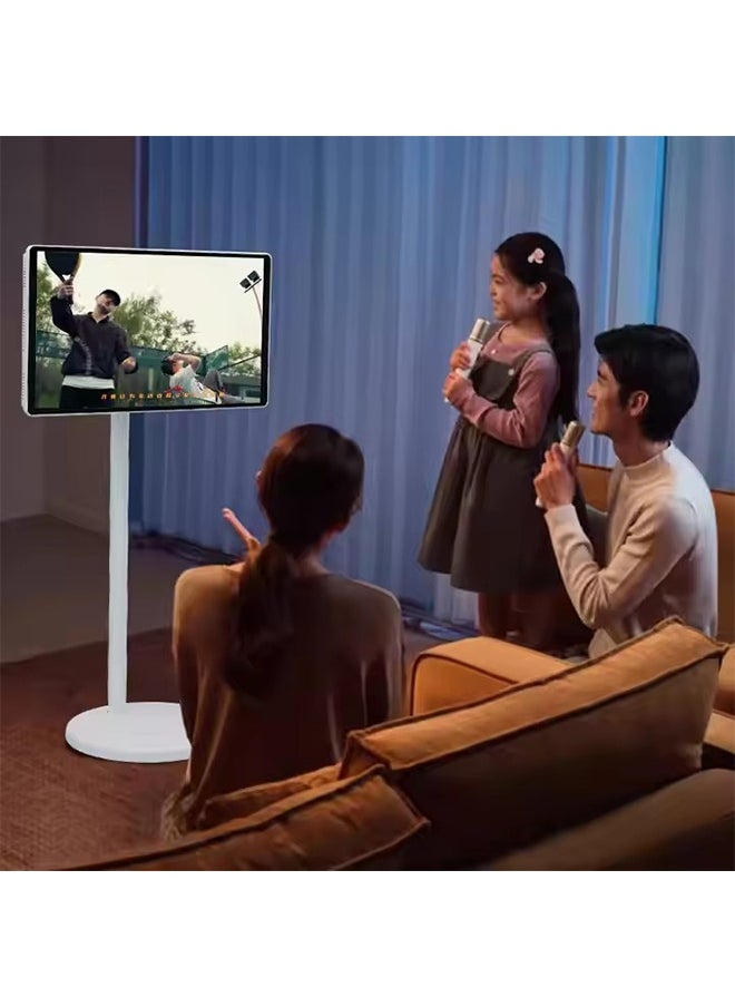 Portable TV，Floor Screen With Adjustable Stand，Rotatable Smart TV Displays，Mobile Touch Screen, Equipped With Casters And Speaker，8G Ram+128G Storage，Suitable For Office, Live Streaming, Teaching, Camping, Entertainment, Fitness，24 Inch