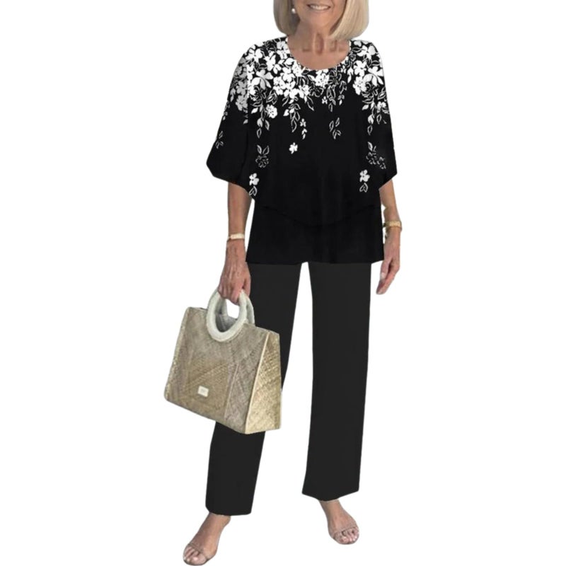 LOZ Lounge Sets for Women 2026 Summer Casual 3/4 Sleeve Shirts Wide Leg Pants Matching Tracksuit Sets Travel Outfits - Image 1