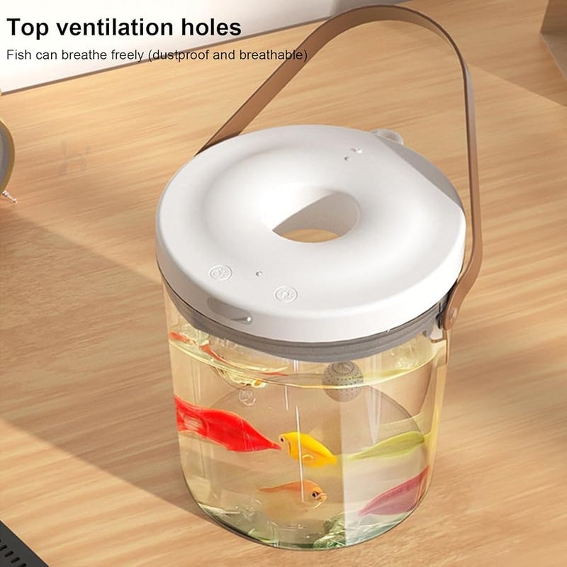 White Portable Fish Tank with Light Oxygen Circulation 2000mAh Mini Aquarium - Image 5