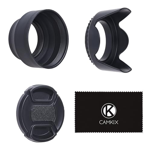 CamKix 2 Lens Shades: Tulip + Rubber – 1 Lens Cap – Reduces Lens Reflections – Protects Against Excessive Sunlight for Enhanced Photos and Videos - Image 1